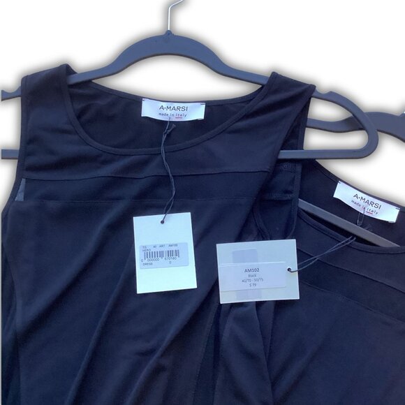A.Marsi Black Asymmetrical Dress Size S Made In Italy Sleeveless Unique Design - Picture 7 of 9
